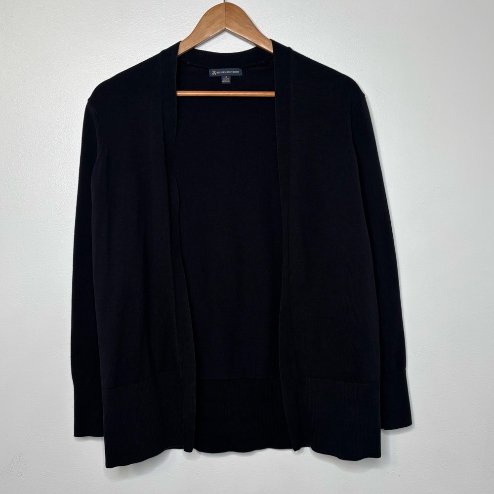 Brooks Brothers Black Open Cardigan Sweater Womens Small Pima Cotton/Nylon